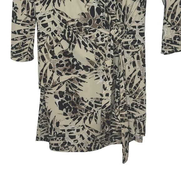 Clara Sun Woo Size Small Animal Palm Tree Print Faux Wrap Micro Mini Dress - Picture 4 of 8